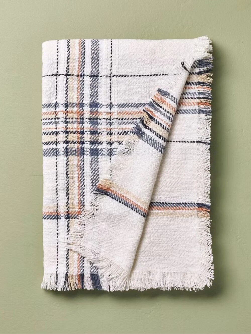 Plaid Woven Throw Blanket Sour Cream/Blue - Hearth & Hand with Magnolia